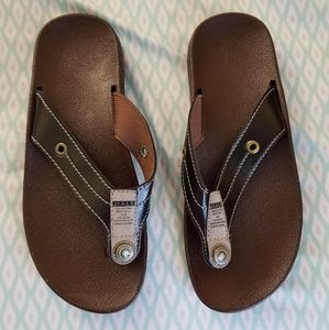 Men's Brown Flat Flip Flops Size 9